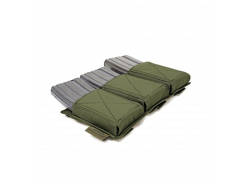 WAS Triple Elastic M4 / AR15 Rifle Magazine MOLLE Pouch – Green