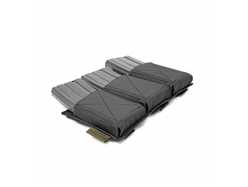 WAS Triple Elastic M4 / AR15 Rifle Magazine MOLLE Pouch – Black