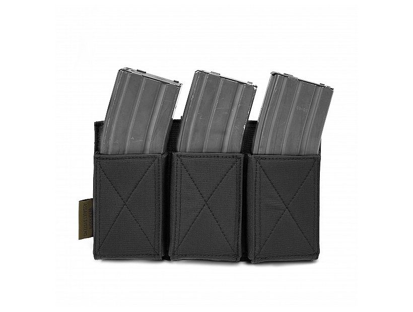 WAS Triple Elastic M4 / AR15 Rifle Magazine MOLLE Pouch – Black