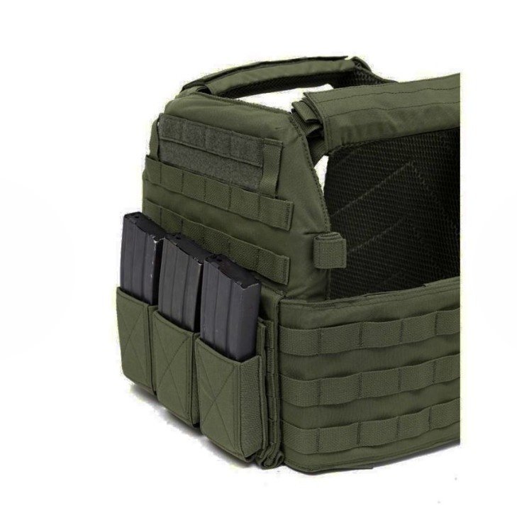 WAS Triple Elastic M4 / AR15 Rifle Magazine MOLLE Pouch – Green