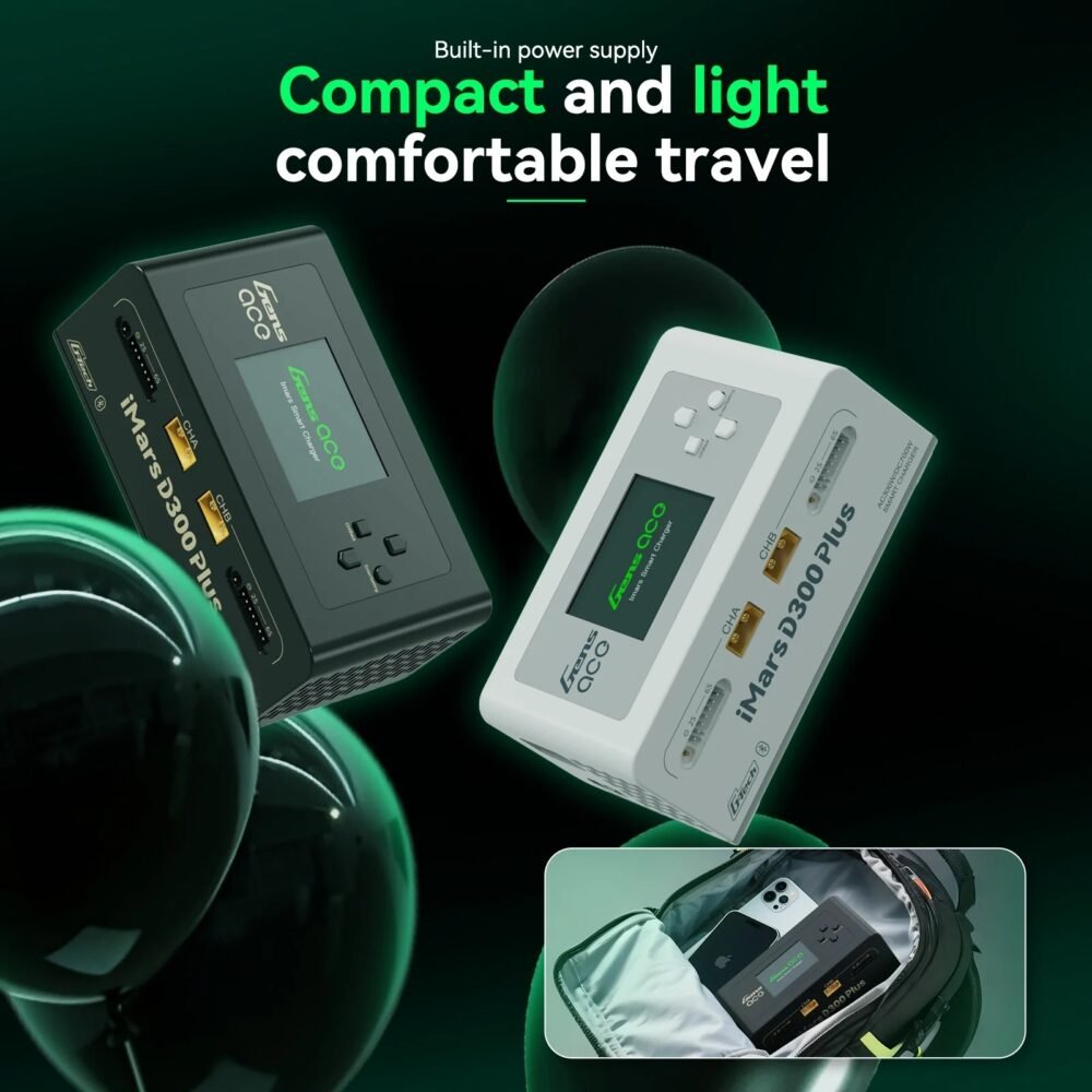 80640 Gens ACE iMars D300 Plus AC / DC Smart Charger – Black