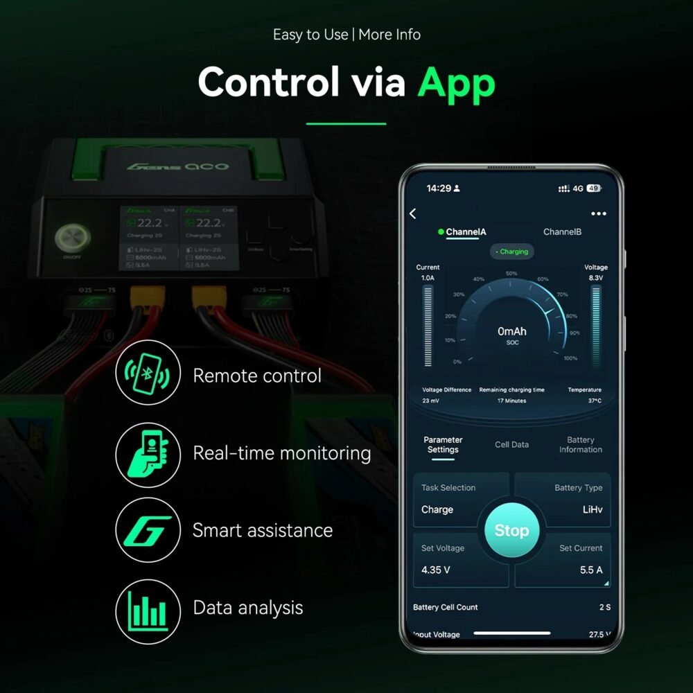 Gens ACE iMars D1000 Plus Smart Charger – Black