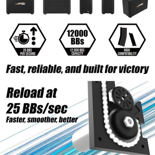 80936 AceTech Magazine Electric Speed Loader, 12 000 BBs – Black