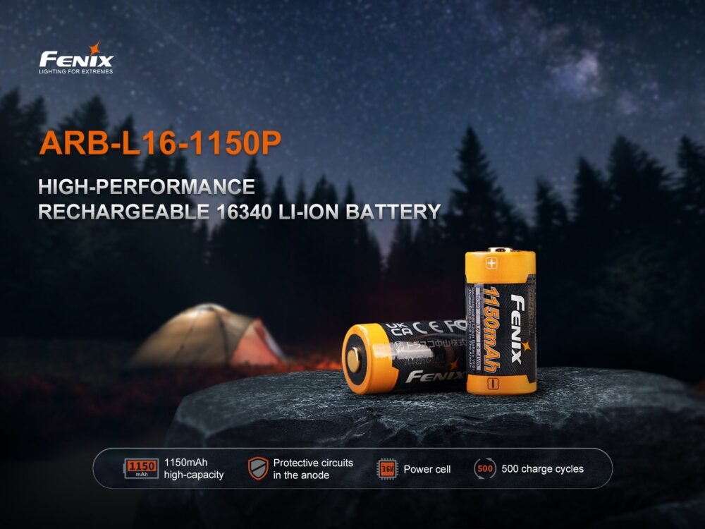 FENIX Rechargeable Li-ion Battery RCR123A 3.6V - 1150 mAh