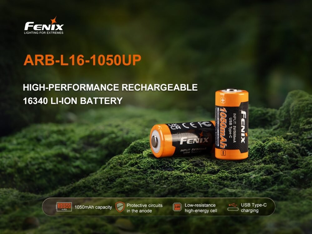 FENIX Rechargeable USB-C Battery RCR123A 3.6V - 1050 mAh