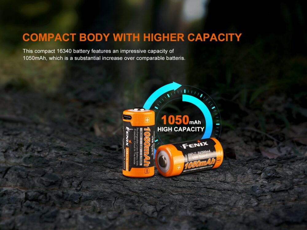 FENIX Rechargeable USB-C Battery RCR123A 3.6V - 1050 mAh