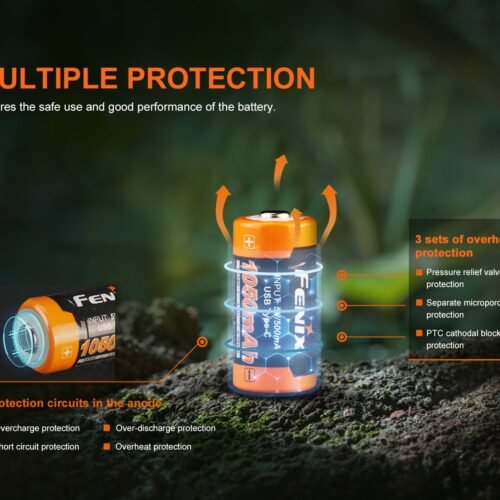 FENIX Rechargeable USB-C Battery RCR123A 3.6V - 1050 mAh