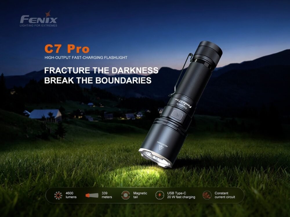 FENIX C7 PRO Rechargeable Flashlight 4600 LM – Black