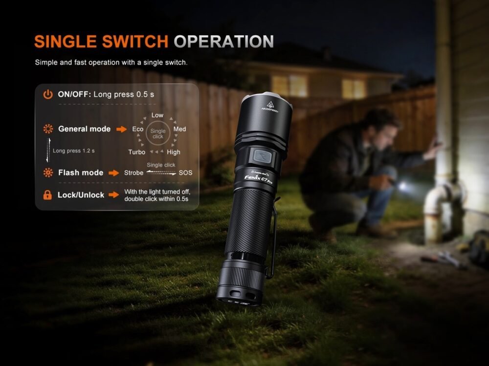 FENIX C7 PRO Rechargeable Flashlight 4600 LM – Black