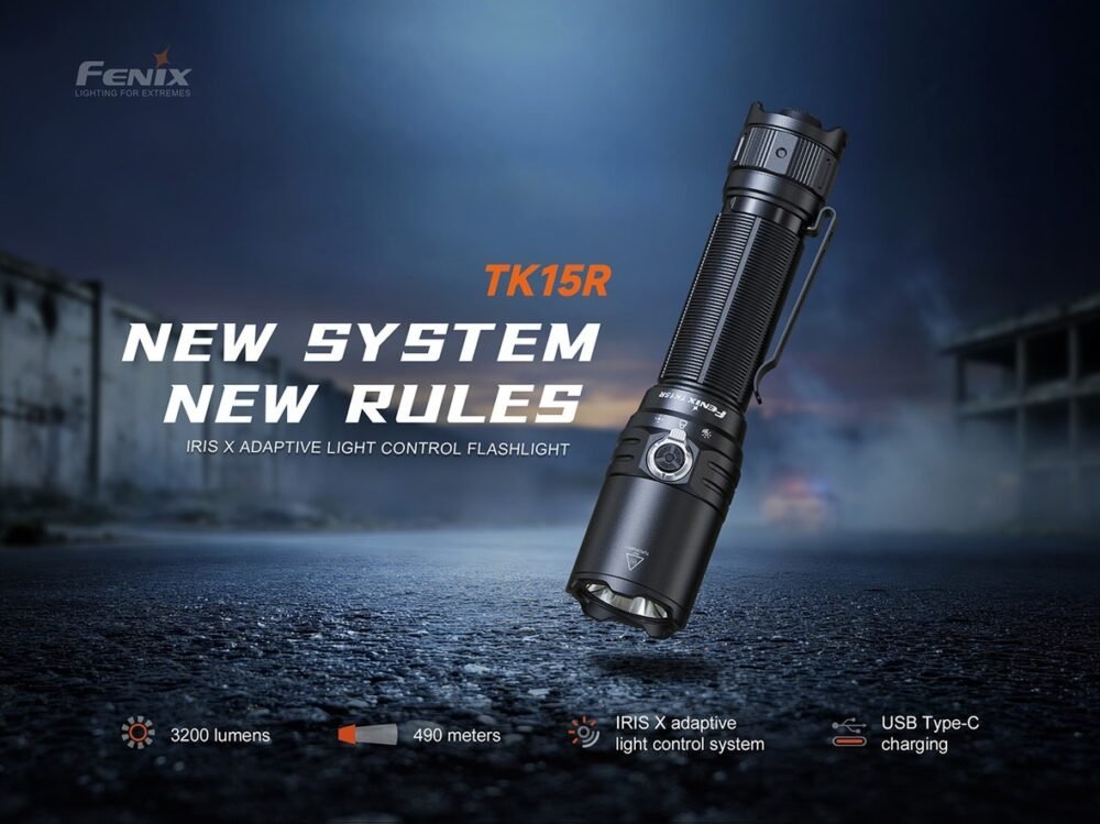 82237 FENIX TK15R Rechargeable LED Flashlight 3200 LM – Black
