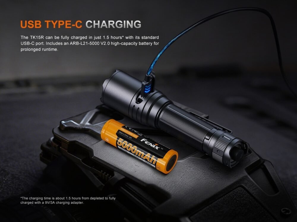 82243 FENIX TK15R Rechargeable LED Flashlight 3200 LM – Black