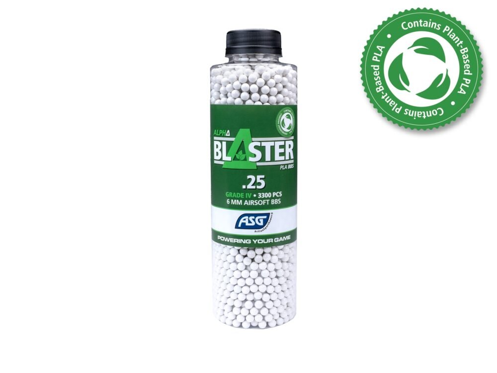 ASG BIO BBs ALPHA Blaster PLA 0.25g, 3300 BBs – White