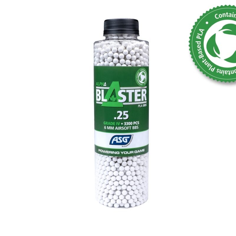 ASG BIO BBs ALPHA Blaster PLA 0.25g, 3300 BBs – White