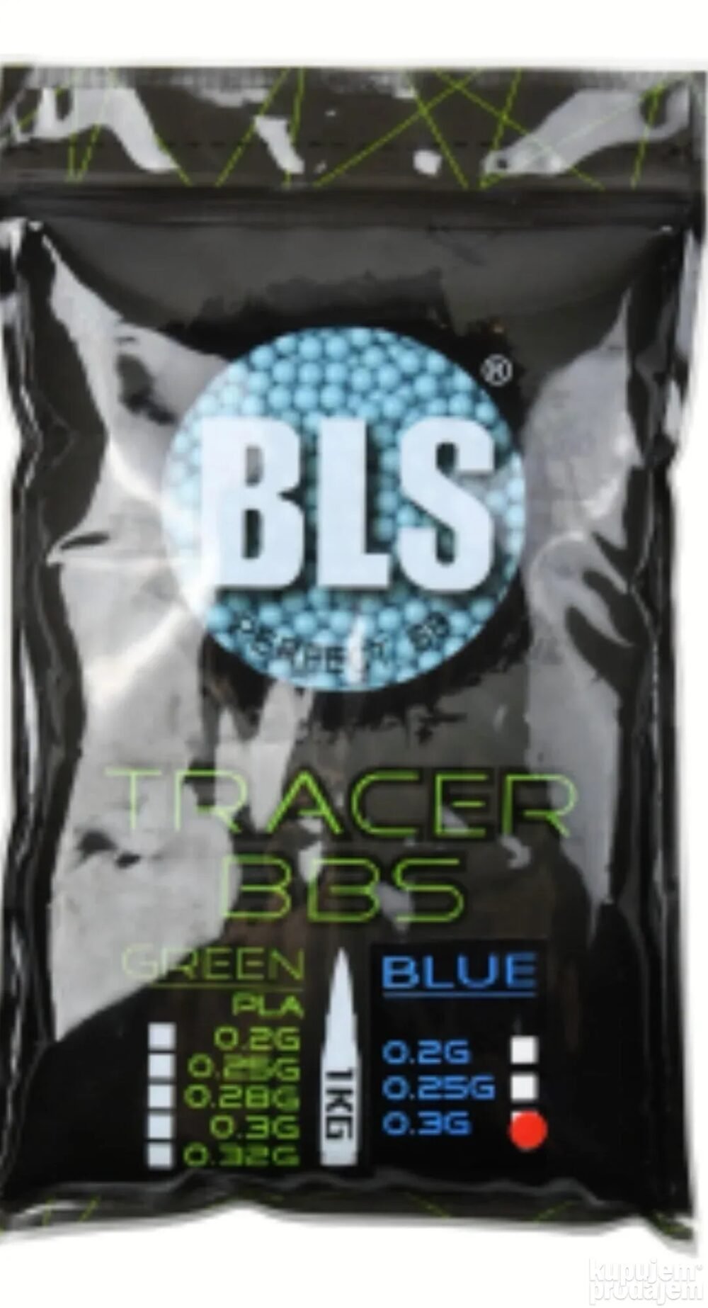 BLS TRACER Airsoft Pellets 0.30g, 3300 BBs (Bag) – Blue