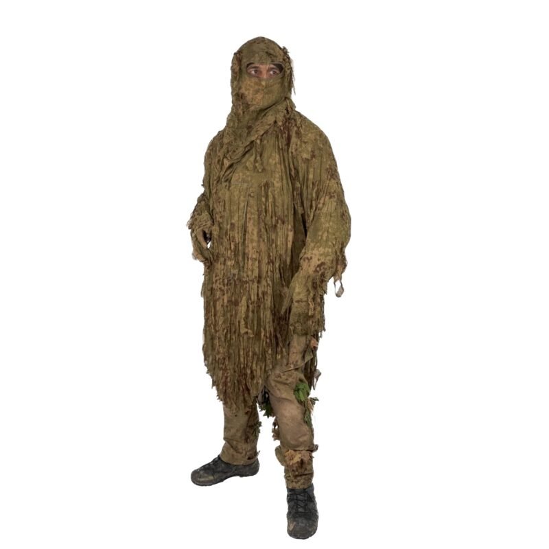 KMCS Ultra-Lite Ghillie Suit Camouflage Poncho – Brown