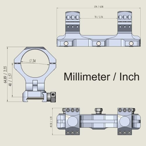 85476 VO X-ACCU 34mm One-Piece RIS Mount 1.6" (40 mm) – High