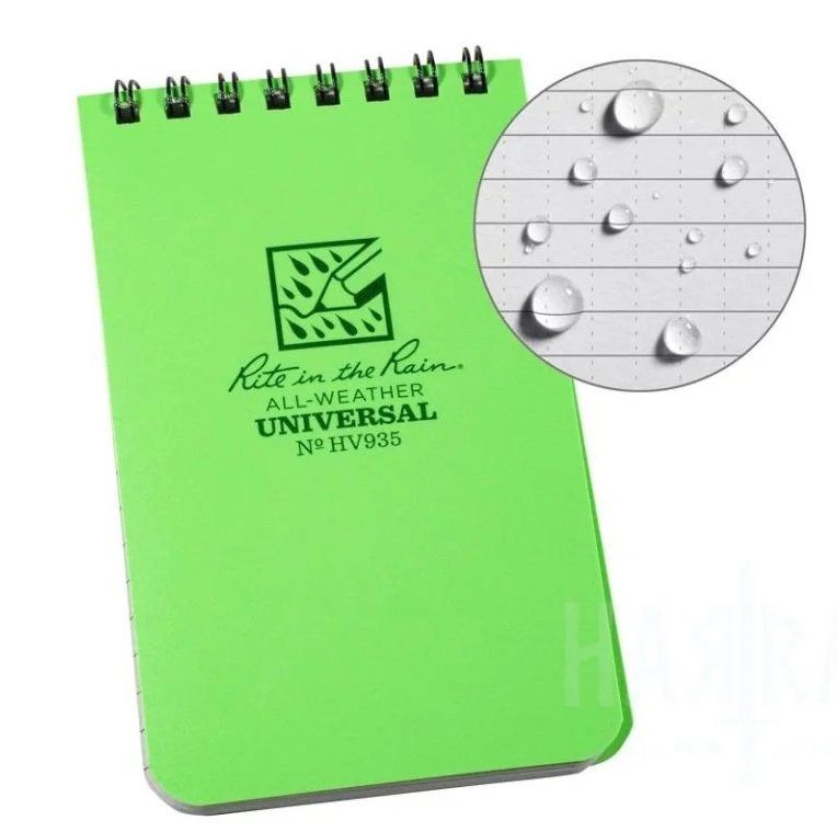 85559 RITE Waterproof POCKET NOTEBOOK (76 × 133 mm) – Fluorescent Green