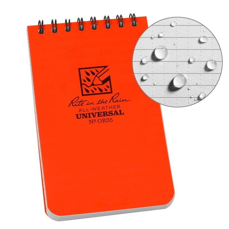 85584 RITE Waterproof POCKET NOTEBOOK (76 × 133 mm) – Orange
