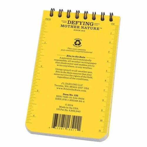 RITE Waterproof POCKET NOTEBOOK (76 × 133 mm) – Yellow