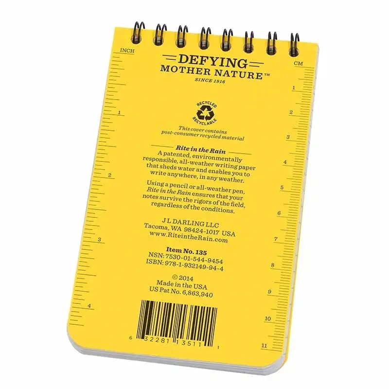 RITE Waterproof POCKET NOTEBOOK (76 × 133 mm) – Yellow