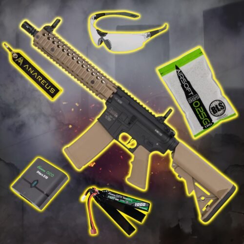 STARTER PACK set  SA Daniel Defense(R) MK18 10.5" Gen2 (SA-F19 FLEX(TM) HAL ETU(TM)) – Black / Tan
